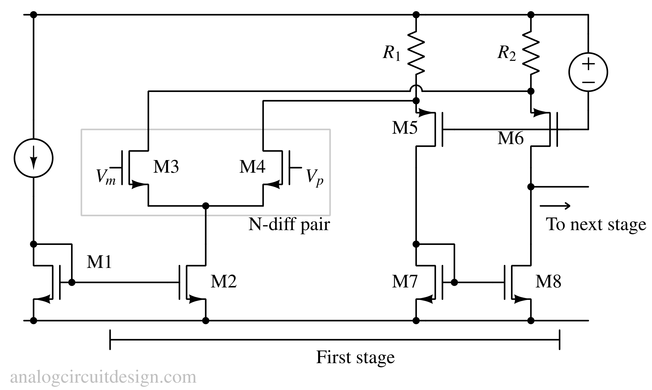 NMOS input folded cascode stage