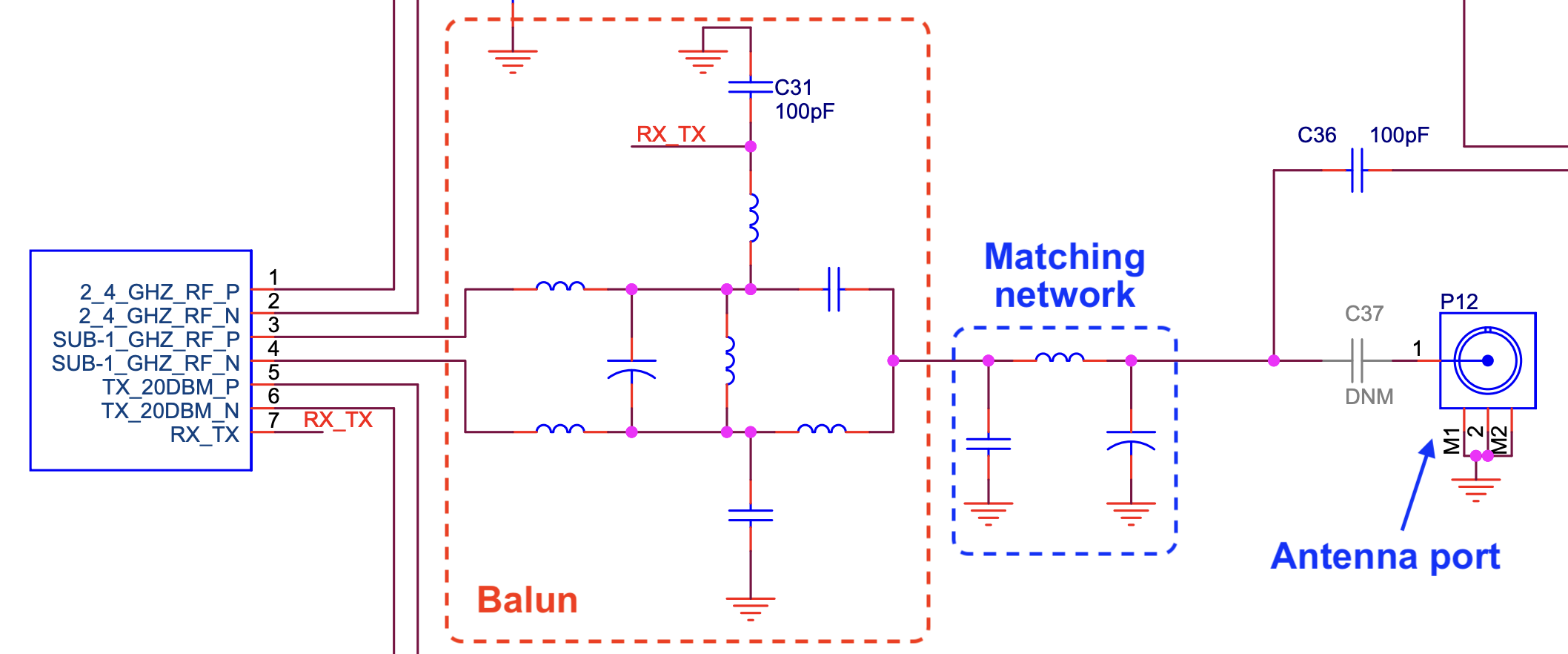 Matching network with Balun
