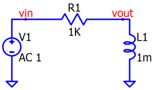 Series RL circuit with output taken across inductor