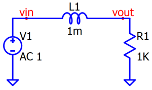 Series RL circuit with output taken across resistor. Forming low pass filter.