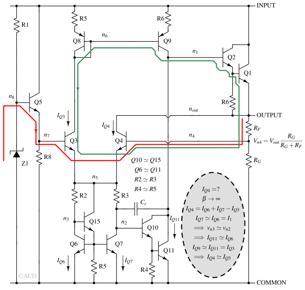 Simplified internal circuit diagram of 7805 voltage regulator